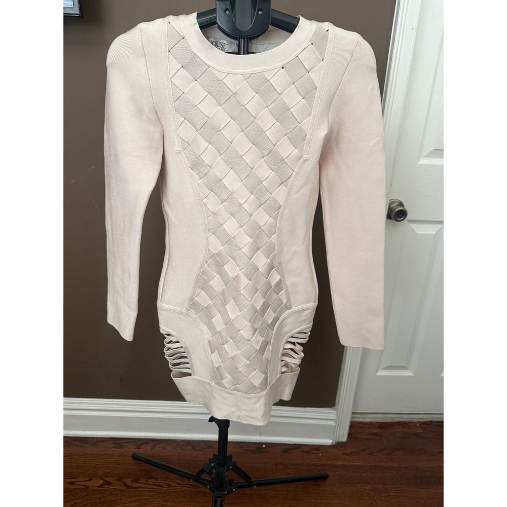 House of CB "Selena" Nude Pink Bandage Mini Dress Size Large